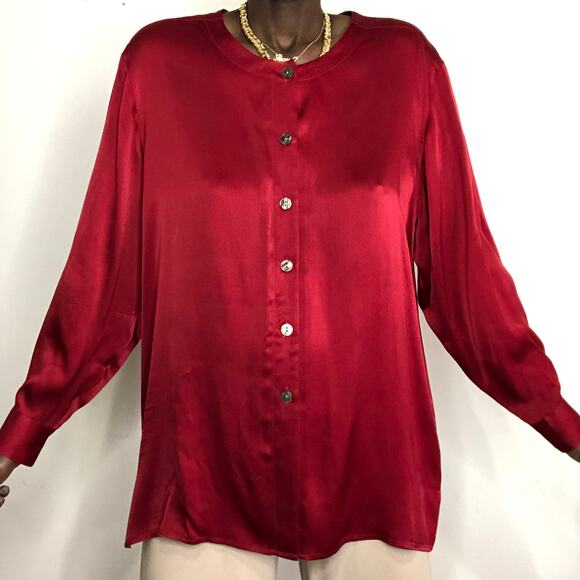 VINTAGE | Minimalist Silk Charmeuse Oversized Button up Blouse - Picture 1 of 5